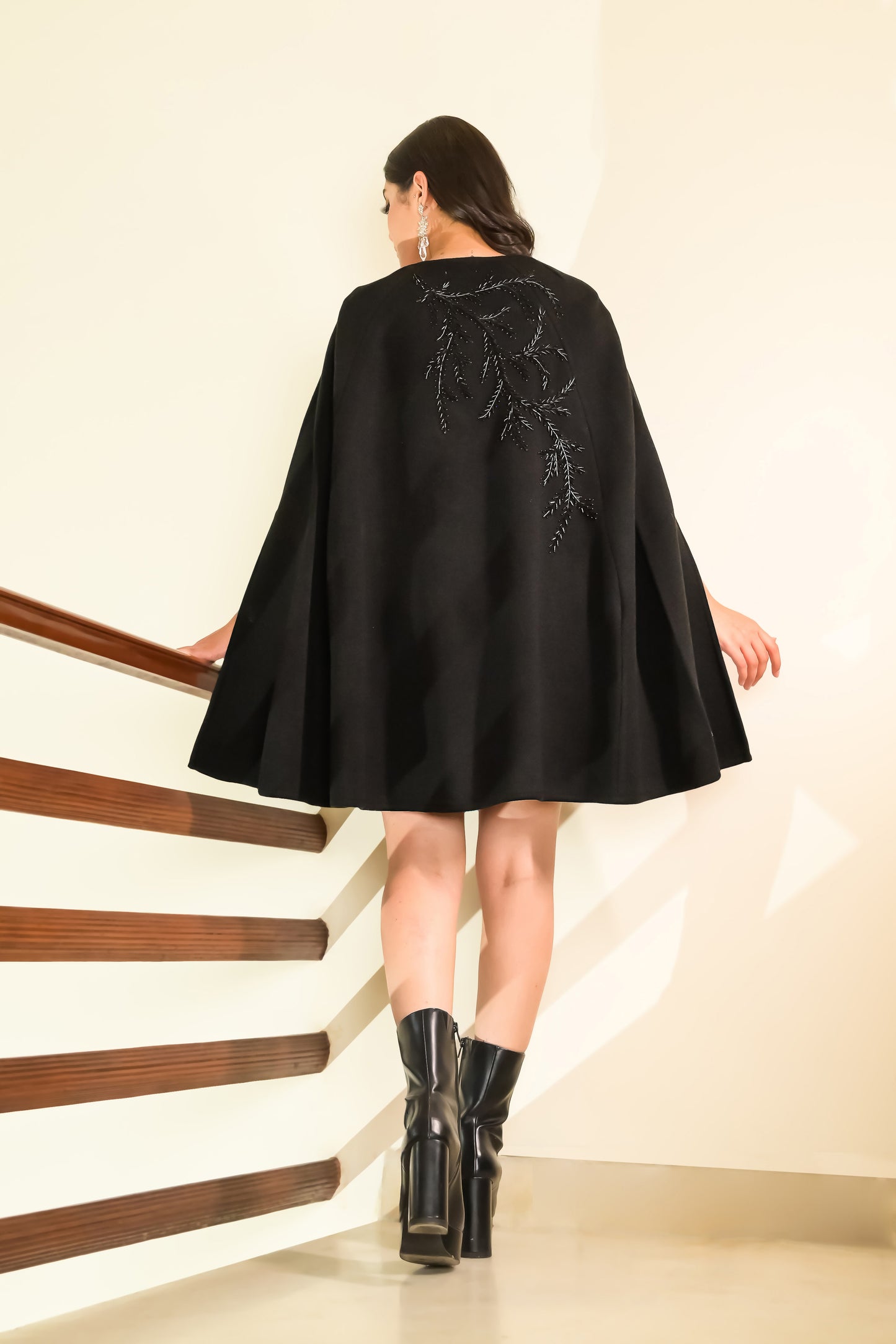 Front Open Cape with Exquisite Bead Work Hand Embroidery